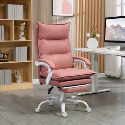Fauteuil Bureau Massant Chauffant Dossier Inclinable Microfibre Rose