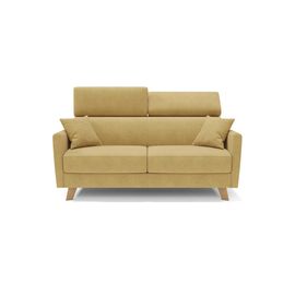 Canapé Convertible Avec Têtières Réglables 200 Cm Jaune