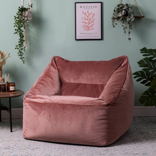 Pouf Fauteuil Velours Rose Aube