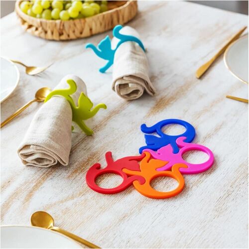 Set De 6 Ronds De Serviettes Multicolore Silicone 10 X 0 X 8 Cm