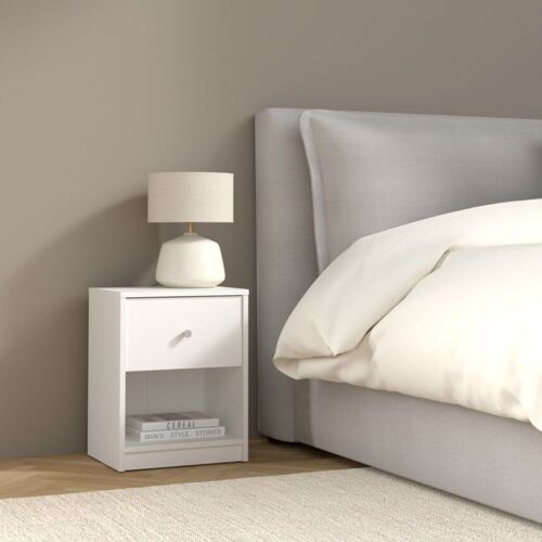 Table de chevet 1 tiroir et 1 niche L37,9 cm - Blanc