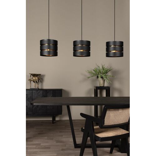 Suspension Métal 3 Lumières Lation Noir 130 Cm