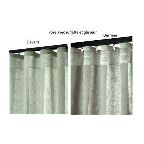 Rideau Voilage Étamine Lin Avec Ruflette 140x250 Cm - Lichen