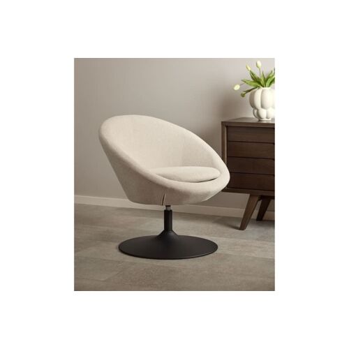 Fauteuil rond organique pivotant en tissu beige