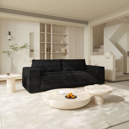 Canapé Convertible Express Dunlopillo Velours Côtelé Xxl Noir 140cm