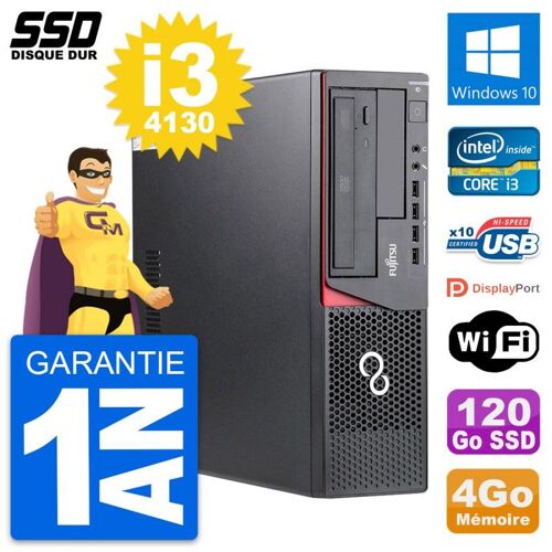 PC Fujitsu Esprimo E720 E85+ DT Intel i3-4130 RAM 4Go SSD 120Go Windows 10 Wifi