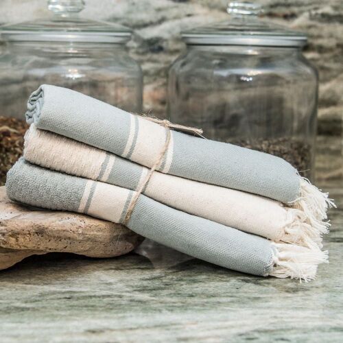 Torchon (X3) Coton Vert D'eau 45x75