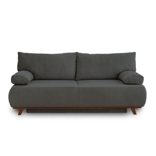 Canapé Droit Convertible 3 Places En Velours Côtelé Gris Foncé
