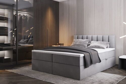 Ensemble sommier et matelas en velours gris 200x200