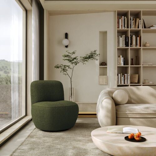 Fauteuil Pivotant En Bouclette Kaki