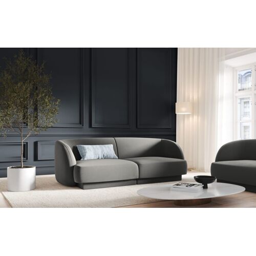 Canapé 2 places en tissu velours gris clair