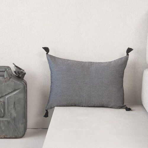Housse De Coussin Coton Noir 60x40