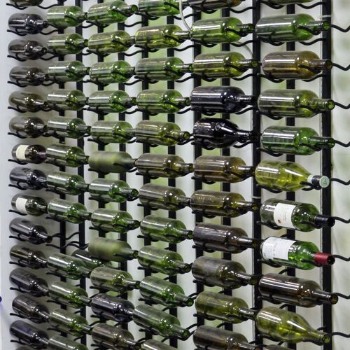 Porte-bouteilles mural pour 18 bouteilles en métal noir