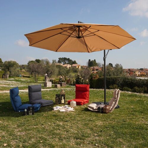 Parasol Déporté 3x3 M En Acier Et Polyester Beige