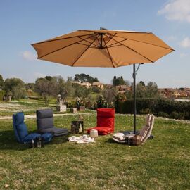 Parasol Déporté 3x3 M En Acier Et Polyester Beige