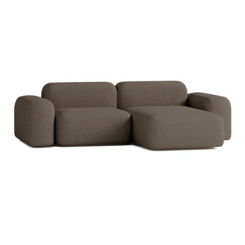 Canapé D'angle 3 Places En Tissu Marron