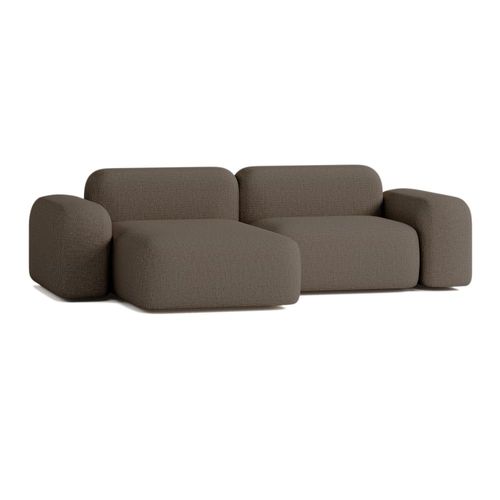 Canapé D'angle 3 Places Tissu Marron