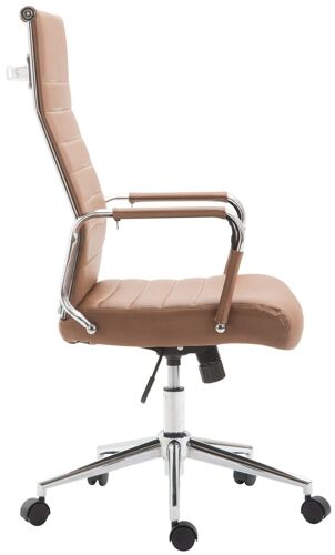 Chaise de bureau réglable pivotant en pvc et synthetique Marron clair