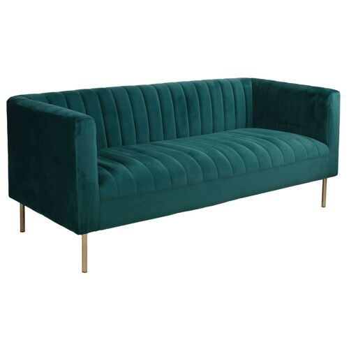 Canapé Moderne 3 Places À Coutures Verticales Velours Vert
