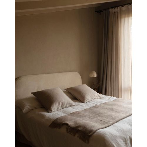 Tête De Lit Déhoussable En Velours Côtelé Beige 180x110cm