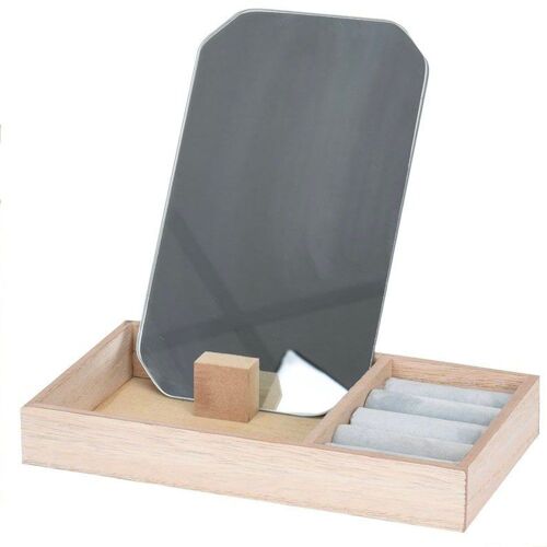 Set de 3 boîtes à bijoux en bois et velours avec miroirs