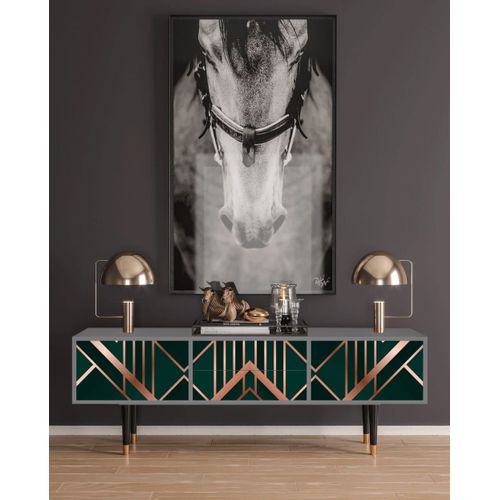 Meuble Tv Vert 2 Tiroirs Et 2 Portes L 170 Cm