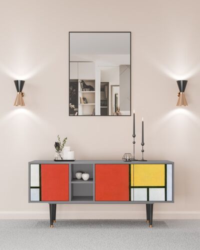 Meuble TV multicolore 3 tiroirs L 150 cm