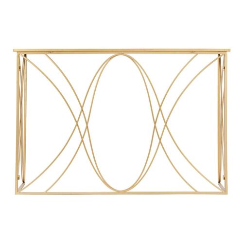 Console en métal doré avec étagère miroir 120x40x80 cm