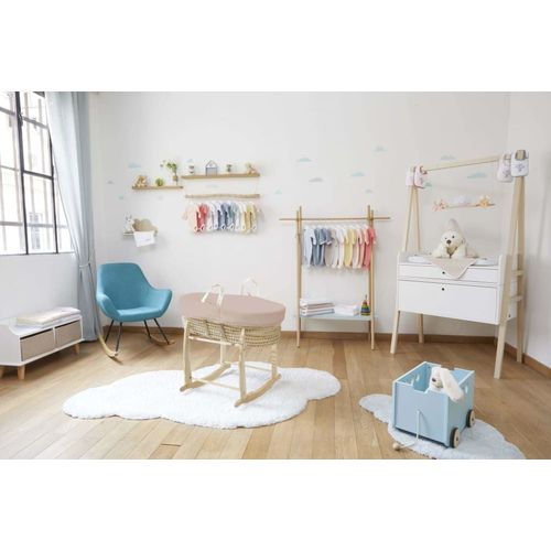 Couffin Bébé Avec Matelas, Habillage En Velours - Coton Bio - Noisette