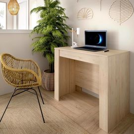 Table Console À Rallonge Effet Bois Beige 239x90 Cm