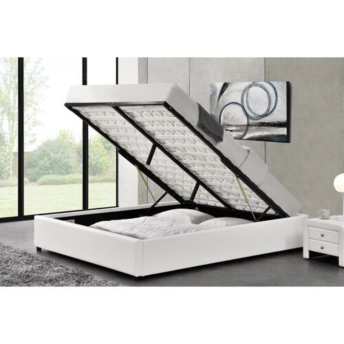 Structure de lit avec coffre 160 x 200 cm blanc