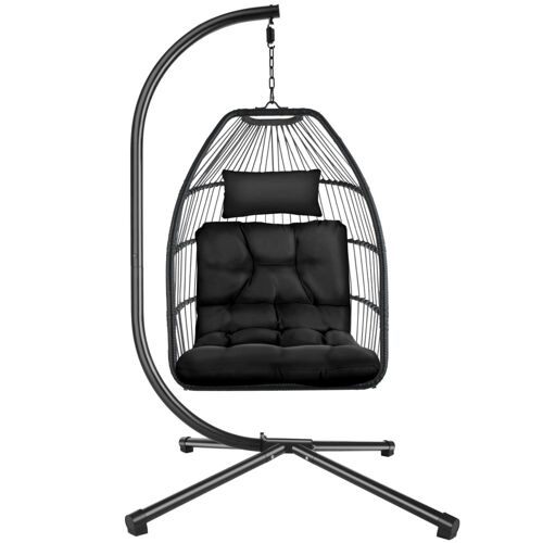 Fauteuil suspendu avec Coussin et Appui-tête extra épais noir