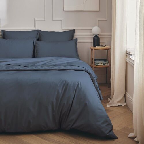 Taie De Traversin En Percale De Coton Bleu Nuit 43x190