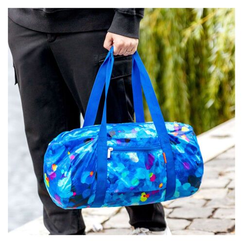Sac polochon pliable bleu polyester 44 x 22 x 22 cm
