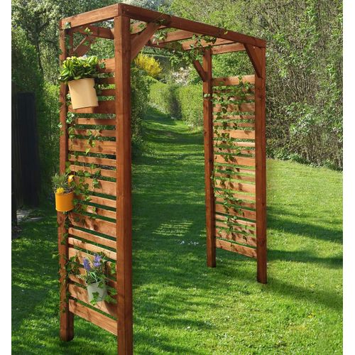 Pergola En Pin Teinté Brun