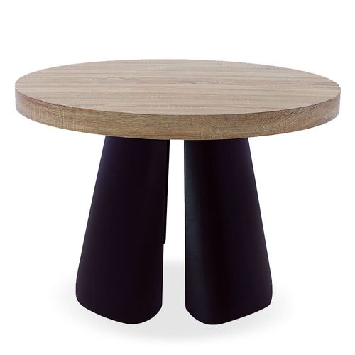 Table Ronde Extensible Chêne Clair Pieds Noir