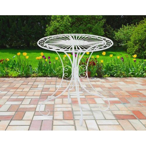 Table De Jardin Avec Plateau Rond En Métal Blanc