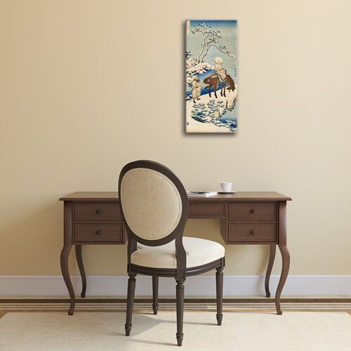 Tableau poète voyageant dans la neige Katsushika Hokusai 30x70cm