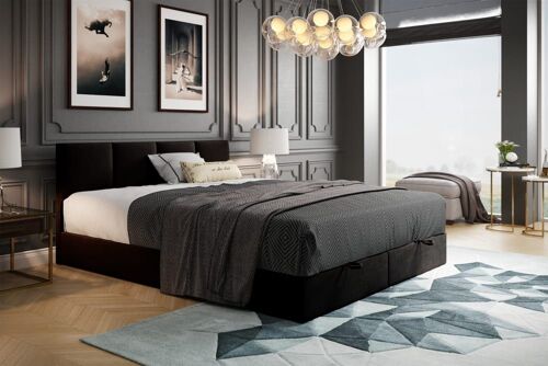 Ensemble sommier et matelas en velours noir 200x200