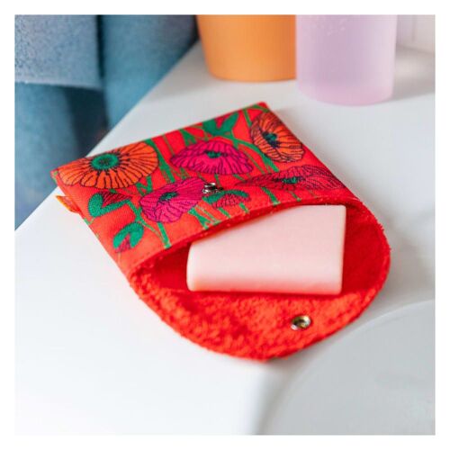 Pochette À Savon Rouge Coton Plastifié 14 X 0 X 12 Cm