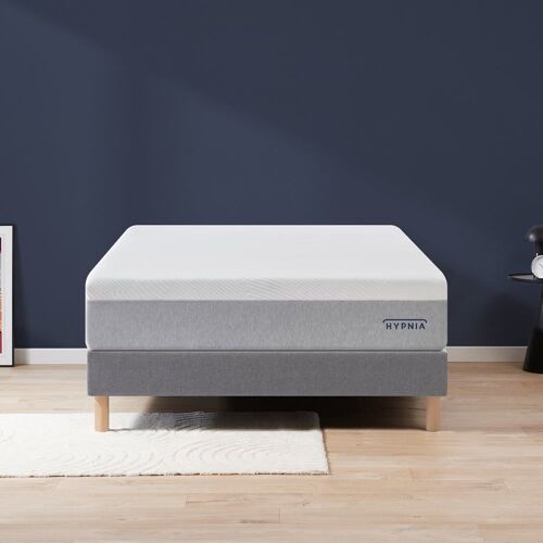 Sommier Tapissier tissu gris merlot 140x190cm