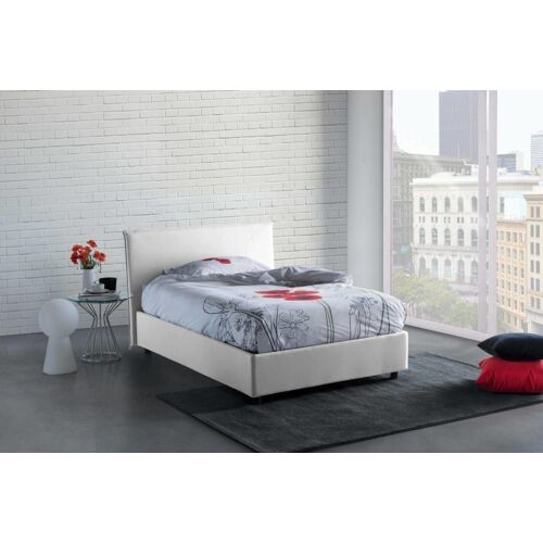 Lit double en tissu blanc 140x190 cm