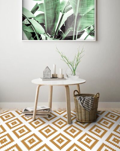 Tapis Vinyle Carrés Moutarde 60x250cm