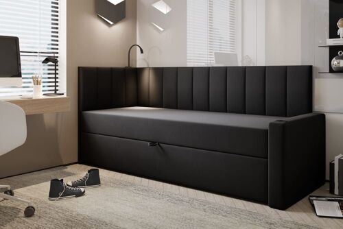 Lit en velours noir 100x200 - droit