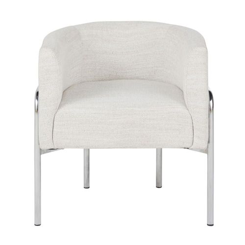 Fauteuil De Table Beige Et Pieds En Acier Chromé