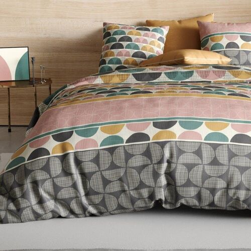 Parure Housse De Couette Coton Imprimée + 2 Taies 260x240 Cm