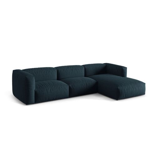 Canapé D'angle Droit Modulaire 3 Places En Tissu Structurel Blue Jeans