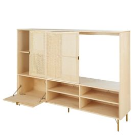 Meuble Tv 3 Portes Cannage En Rotin