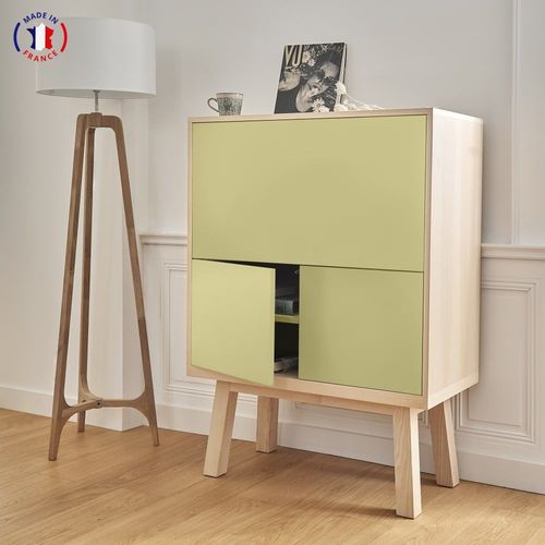 Bureau Secrétaire Avec Rangement De 90 Cm De Large, En Frêne