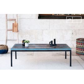 Table Industrielle En Bois Bleu